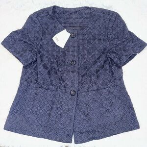 Banana Republic Dark Blue Floral Geometric Pattern Jacket Size 10 NWT